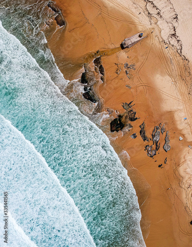 drone shot of the beach