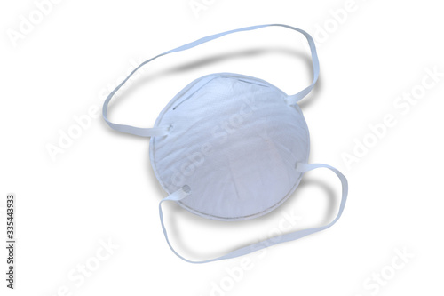 Respirator mask type n95 for breathing protection isolated over white background.