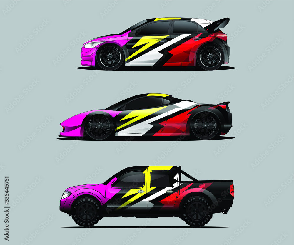 Fototapeta premium Car decal graphic wrap vector pack, abstract background