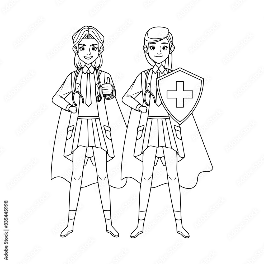 super female doctors with hero cloak and shield vs covid19 super female doctors with hero cloak and shield vs covid19