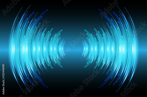 Sound waves oscillating dark blue light