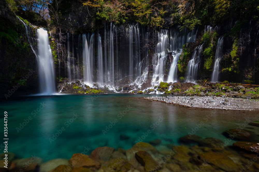 Obraz premium Shiraito Falls, a waterfall in Fujinomiya, Shizuoka Prefecture, near Mount Fuji, Japan