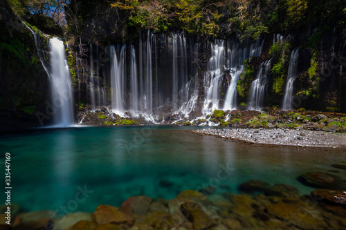 Shiraito Falls, a waterfall in Fujinomiya, Shizuoka Prefecture, near Mount Fuji, Japan