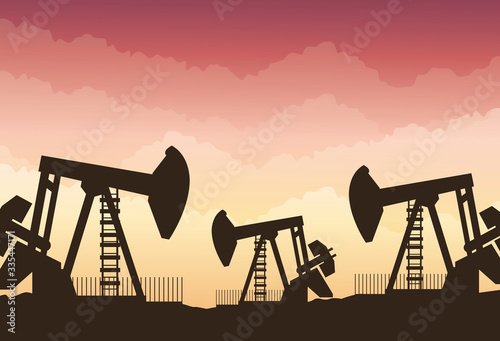 oil price market with refinery scene