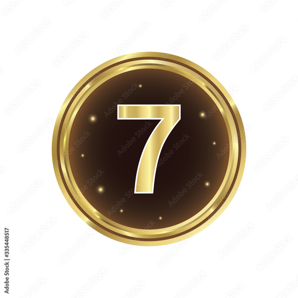 7 Number Circular Vector Gold Web Icon Button 7 Number Circular Vector Gold Web Icon Button