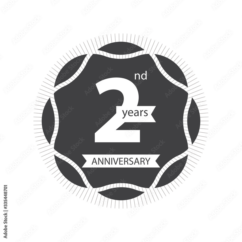 2nd year anniversary retro vector emblem isolated template 2nd year anniversary retro vector emblem isolated template