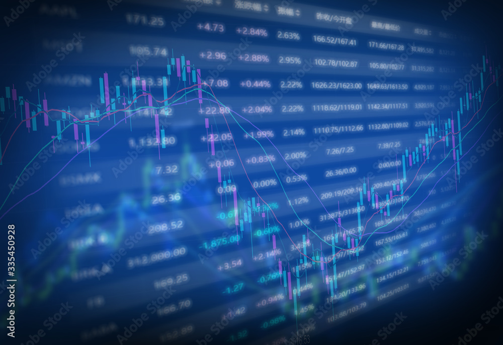 economy concept of graphic by stock price curve and arrows 