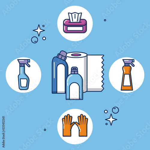 housekeeping tools and products icons