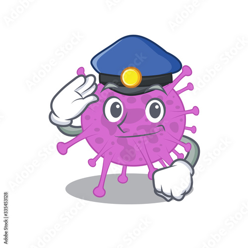 Police officer mascot design of avian coronavirus wearing a hat