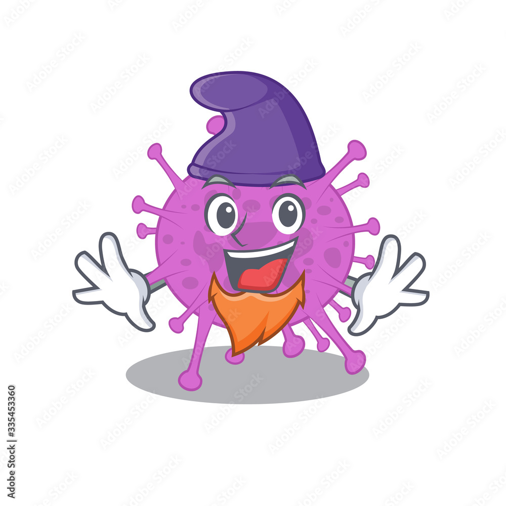 Fototapeta premium Cute picture of avian coronavirus in Elf cartoon design