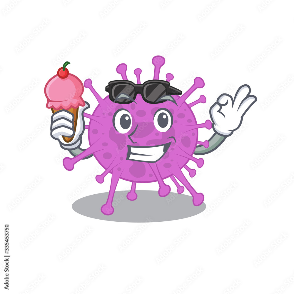 Cartoon design concept of avian coronavirus having an ice cream