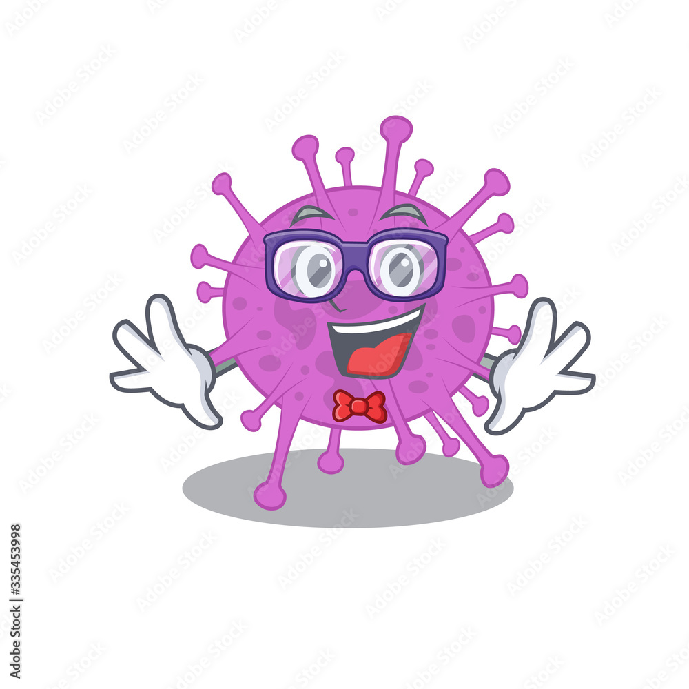 Mascot design style of geek avian coronavirus with glasses