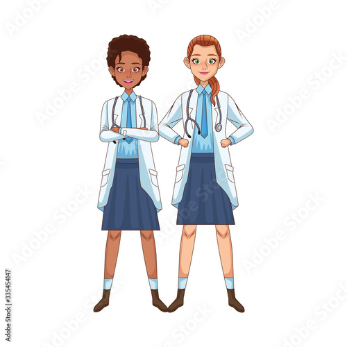 female doctors interracial avatars characters © Jemastock