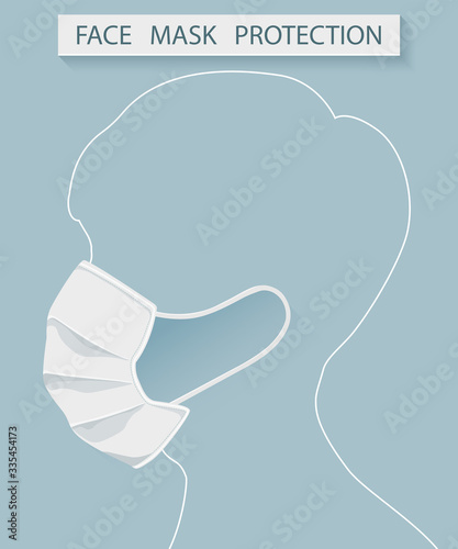 Out line man wearing Protection Medical face mask isolate with  Anti virus element prevention concept