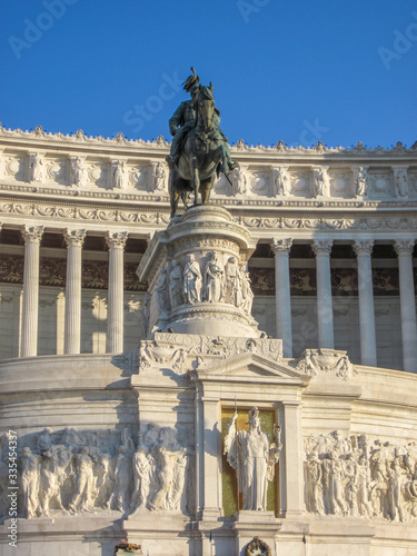 A low angle shot of the Monument of Victor Emmanuel II