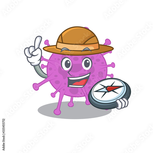 mascot design concept of avian coronavirus explorer with a compass