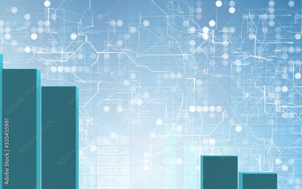 Growing bar charts in economic recovery concept - 3d rendering