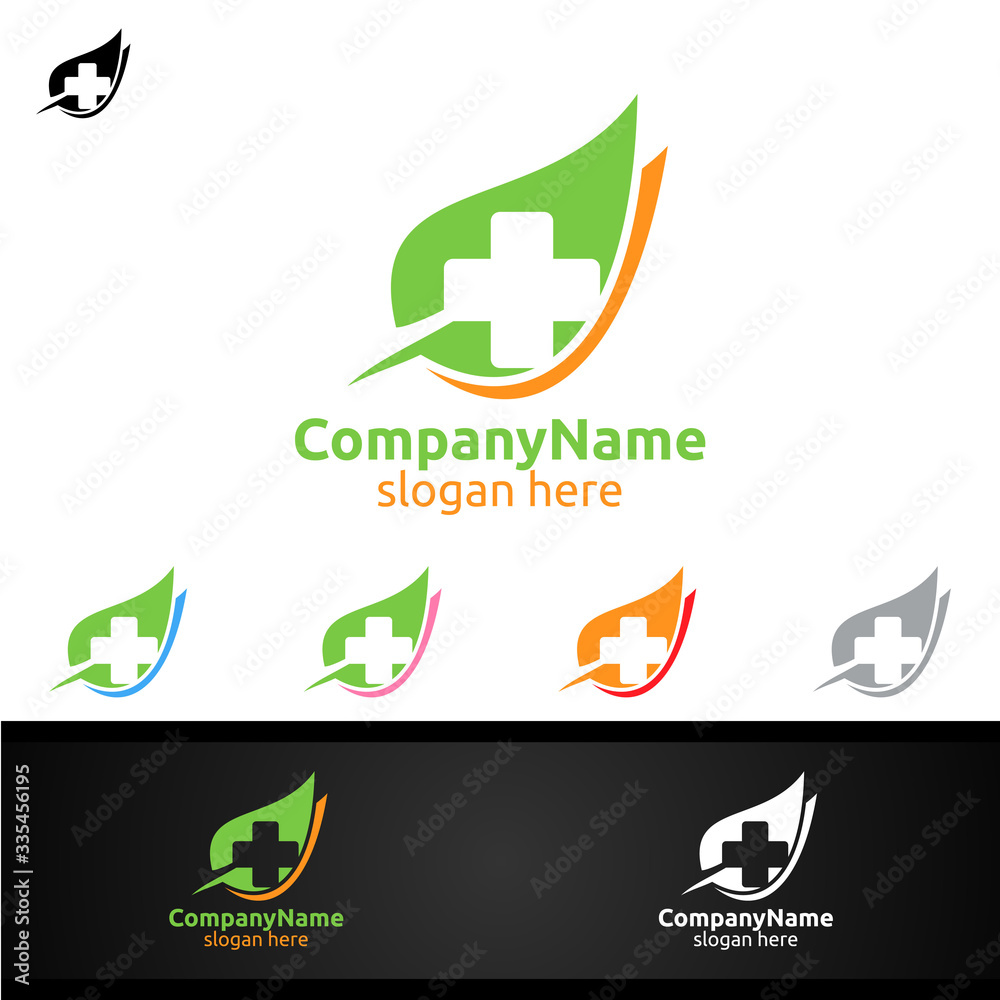 Obraz premium Natural Cross Medical Hospital Logo for Emergency Clinic Drug store or Volunteers Concept