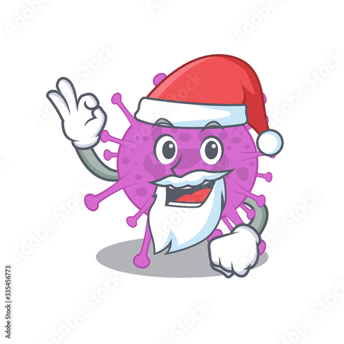 Avian coronavirus Santa cartoon character with cute ok finger
