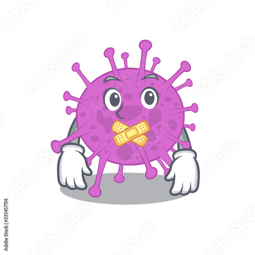 Avian coronavirus cartoon character style with mysterious silent gesture