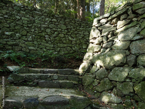 Stone steps and fortifications of historic Uwajima castle, one of the 12 original Edo period castles of Japan - Ehime prefecture, Shikoku island