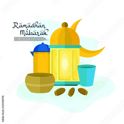 Element design for ramadhan mubarak flat illustraion