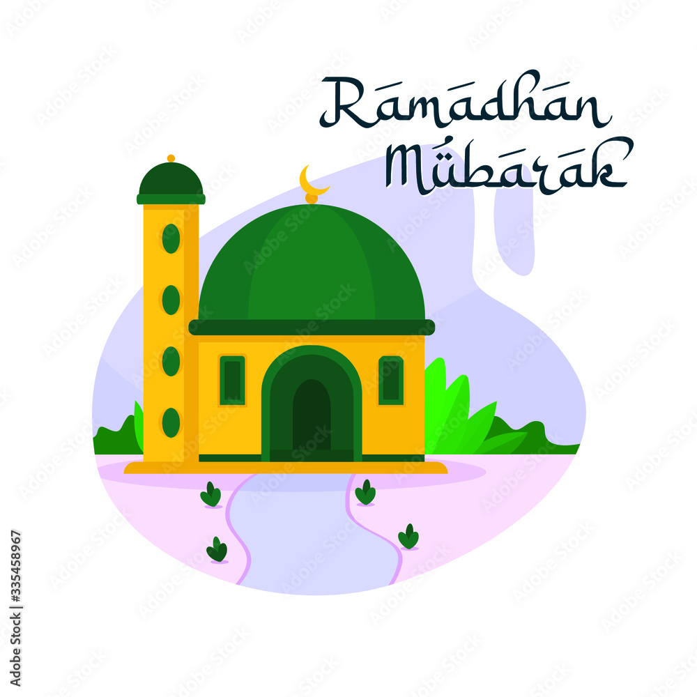 Mosque flat illustration design for element banner or design