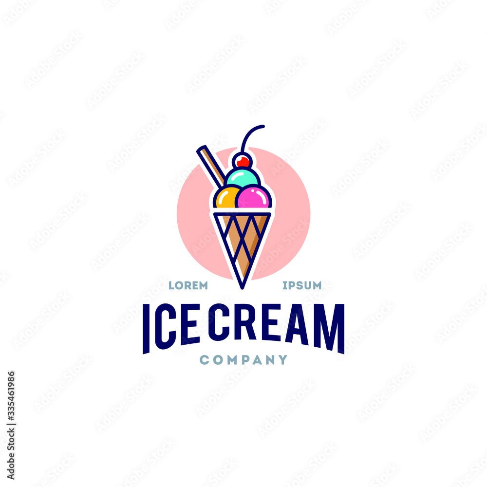 ice cream scoop logo icon in trendy cartoon line style ice cream scoop logo icon in trendy cartoon line style