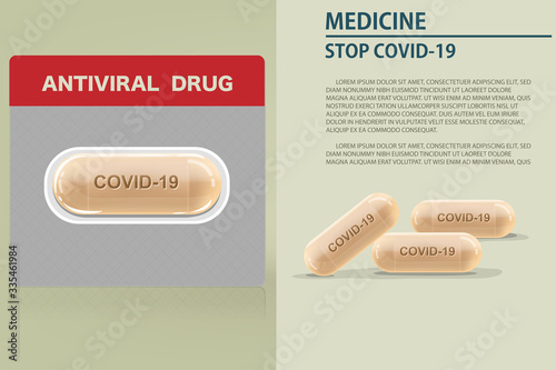 Medicine capsule drug to treat virus include Covid-19 or  Coronavirus Disease Vector illustration