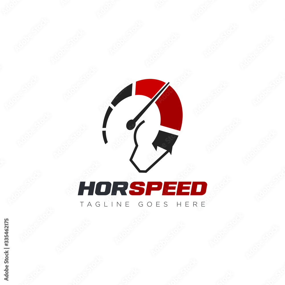 horspeed logo, creative spedometer with head horse horspeed logo, creative spedometer with head horse