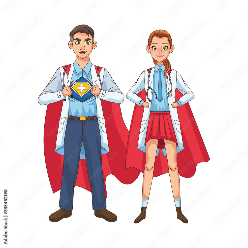 super doctors couple with hero cloak vs covid19 super doctors couple with hero cloak vs covid19