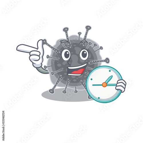 articulavirales mascot design concept smiling with clock