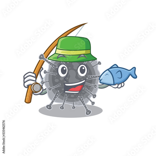 Cartoon design concept of articulavirales while fishing