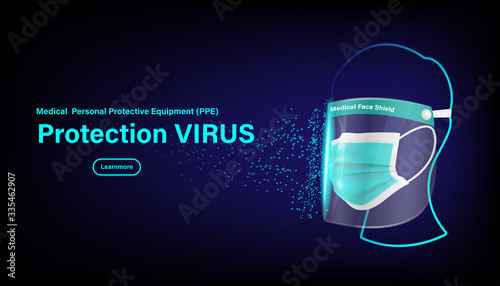 Isolated medical face shield mask on background. Pandemic covid-19 virus and protection coronavirus concept. Vector illustration design.