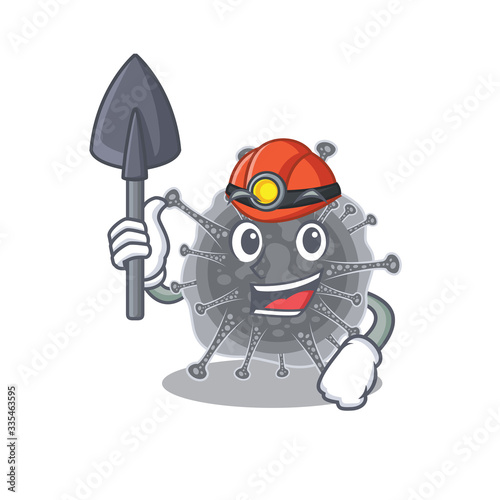 Articulavirales miner cartoon design concept with tool and helmet