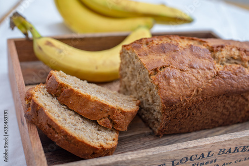 Healthy banana bread or cake for breakfast