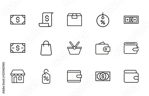 Modern thin line icons set of market.