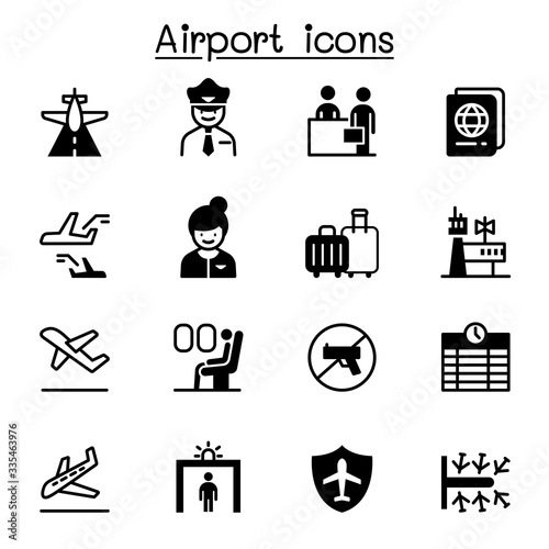 Airport, aviation icon set vector illustration graphic design
