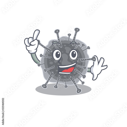 Articulavirales mascot character design with one finger gesture
