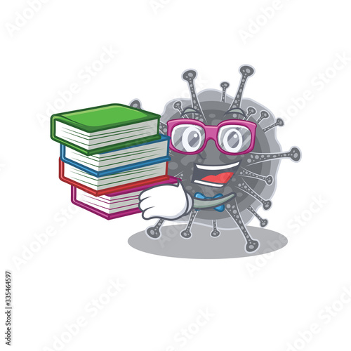 A diligent student in articulavirales mascot design concept with books