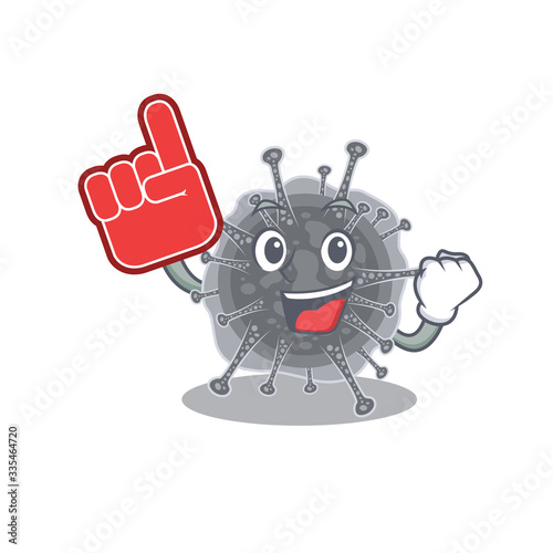 Articulavirales presented in cartoon character design with Foam finger