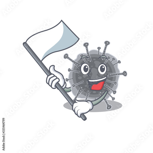 A nationalistic articulavirales mascot character design with flag