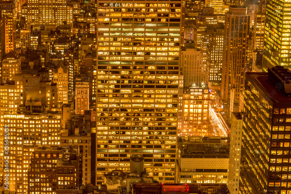 Obraz premium View of New York Manhattan during sunset hours