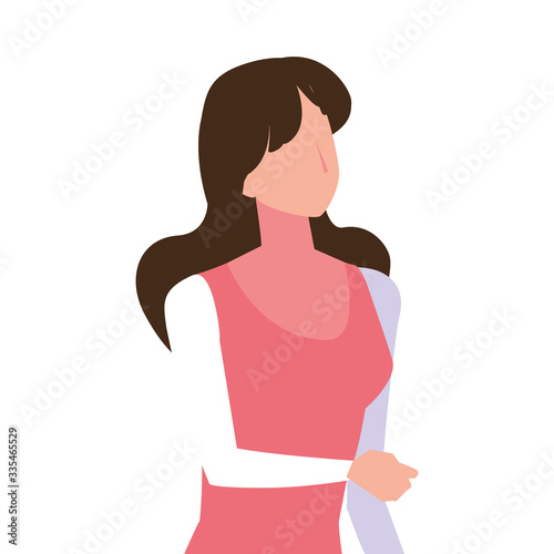 young woman on white background