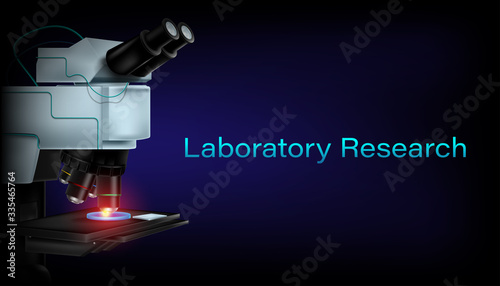 Pandemic flu novel coronavirus or covid-19 disease and antiviral drug concept. Microscope and laboratory equipment research. Vector illustration design.