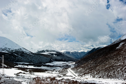 snow covered mountains in winter