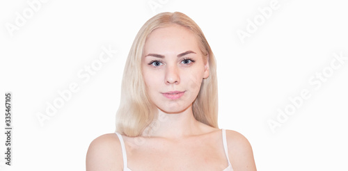 Young beautiful woman. Sensual model posing. Beauty shoot of attractive girl. panoramic shot.