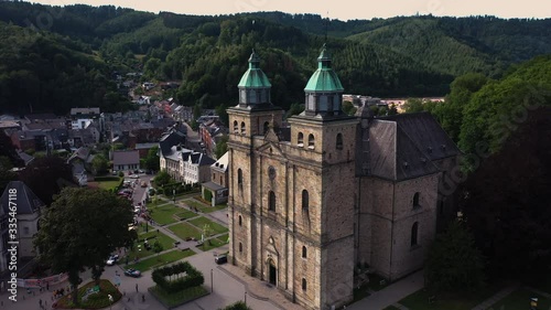 Aerial view of Malmedy's cathedral, Belgium photo