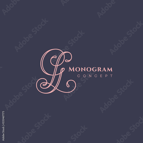 Calligraphic monogram GL photo