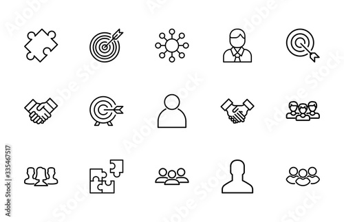 Simple set of leadership icons in trendy line style.